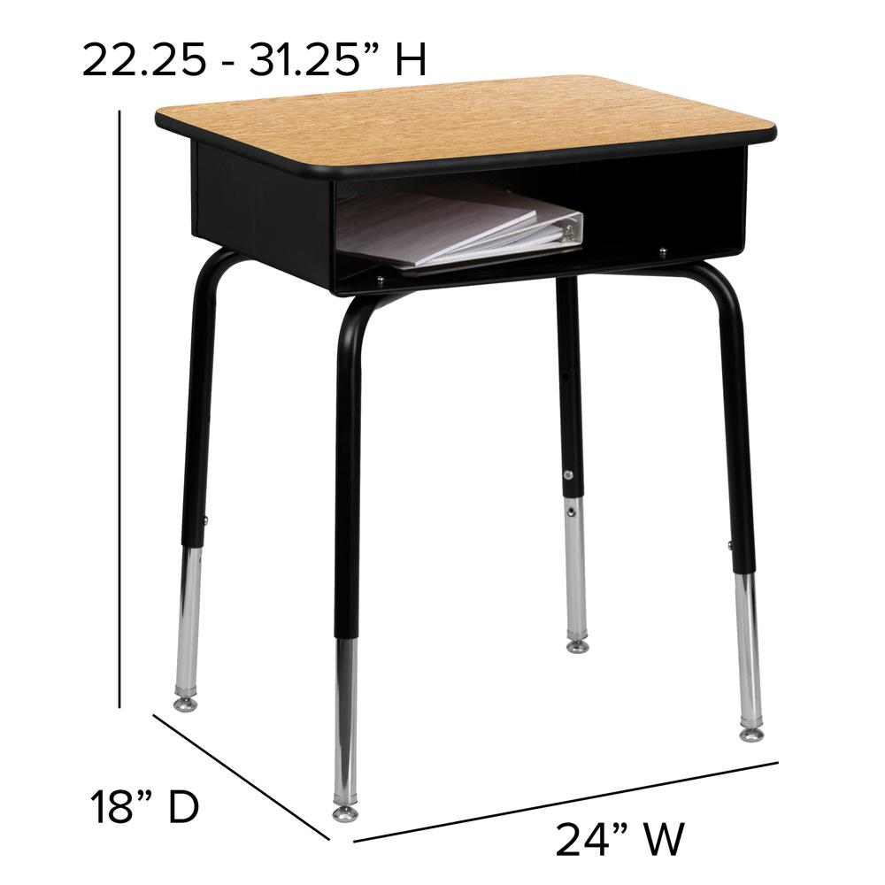 Student Desk with Open Front Metal Book Box - Natural. Picture 2
