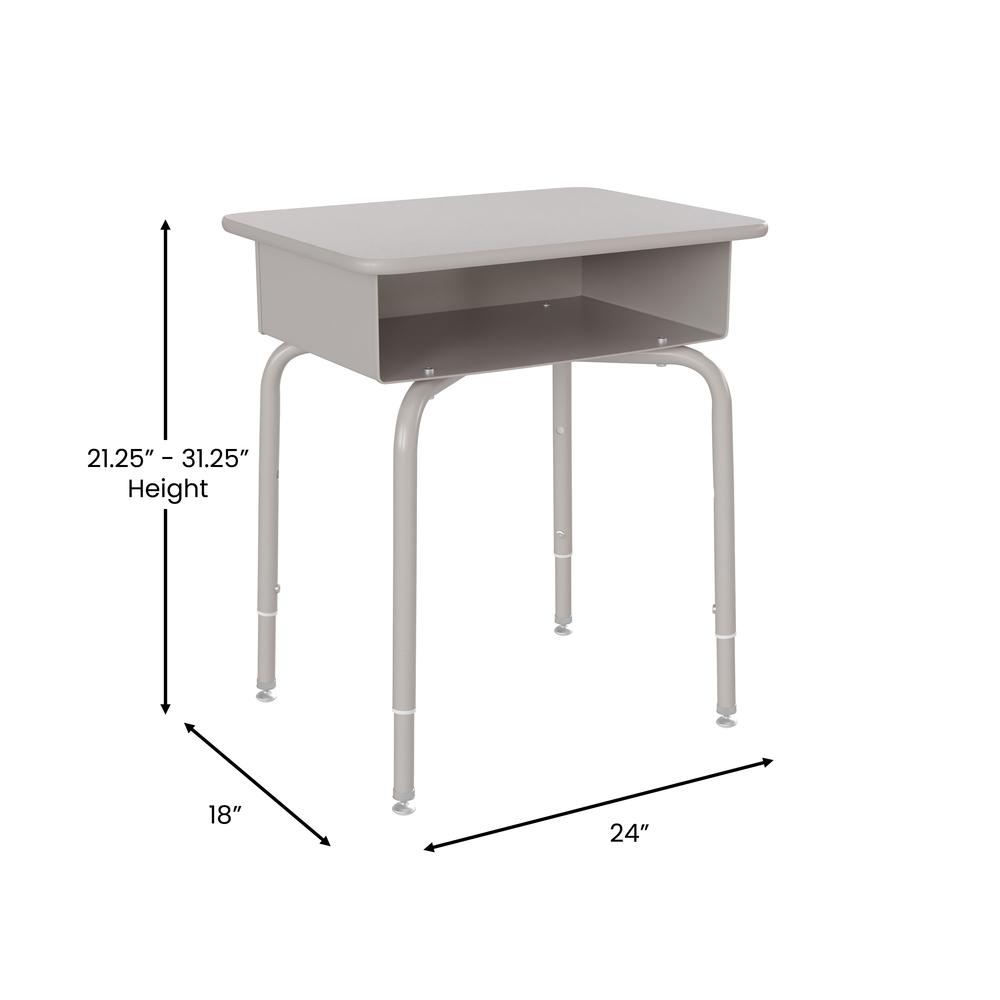 Student Desk with Open Front Metal Book Box - Gray Granite/Silver. Picture 5