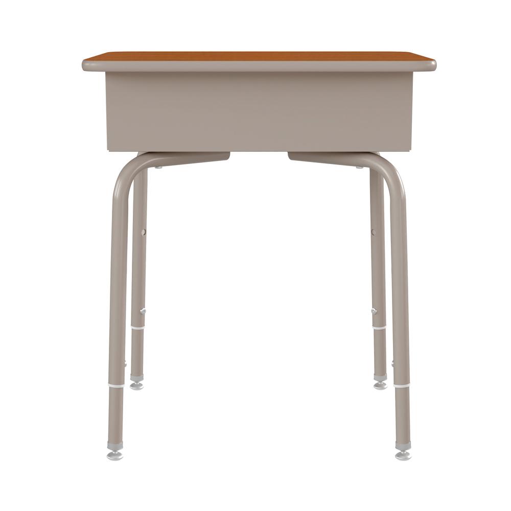 Student Desk with Open Front Metal Book Box - Walnut/Silver. Picture 8