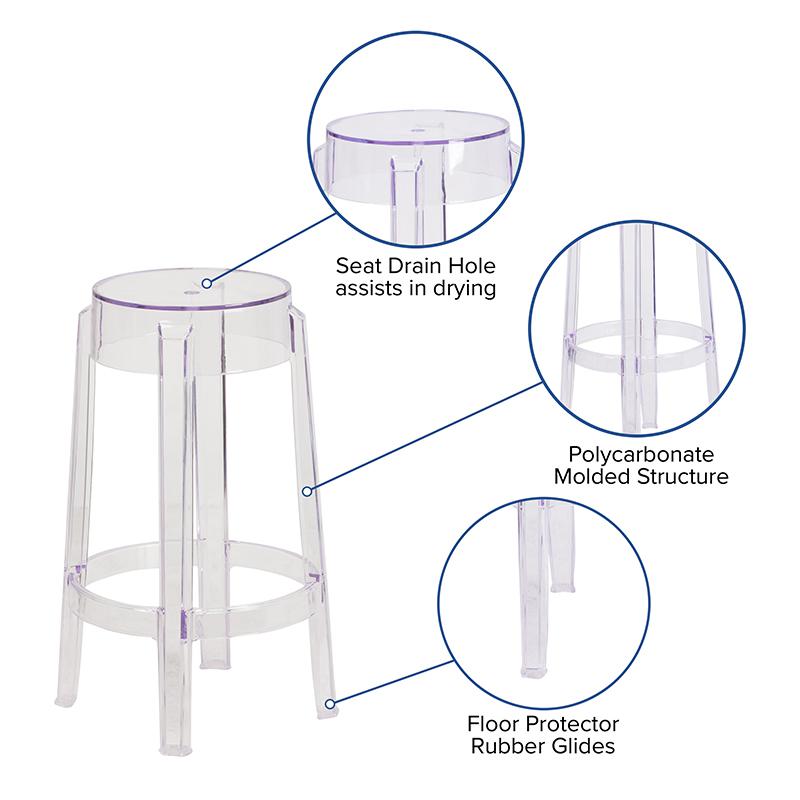 25.75'' High Transparent Counter Height Stool. Picture 5