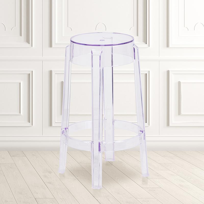 25.75'' High Transparent Counter Height Stool. Picture 1