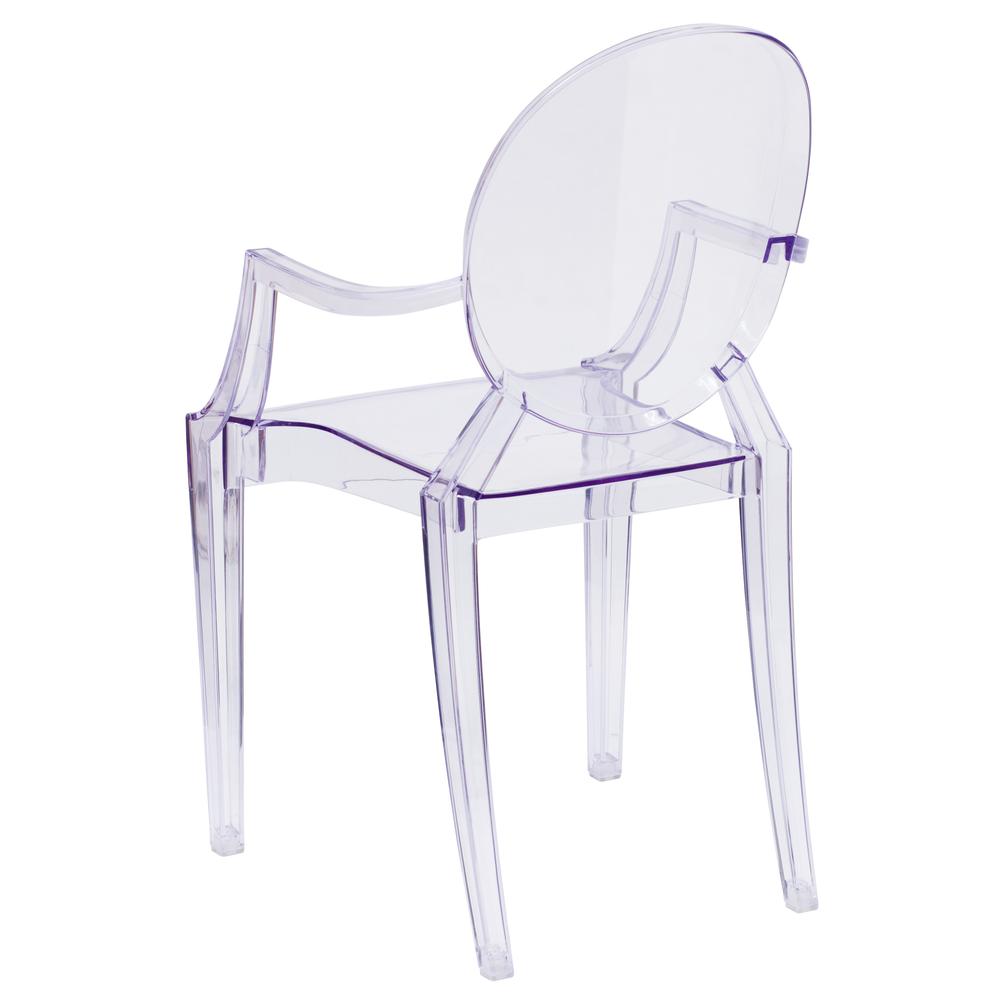 Oval Back Ghost Chair with Arms in Transparent Crystal. Picture 4