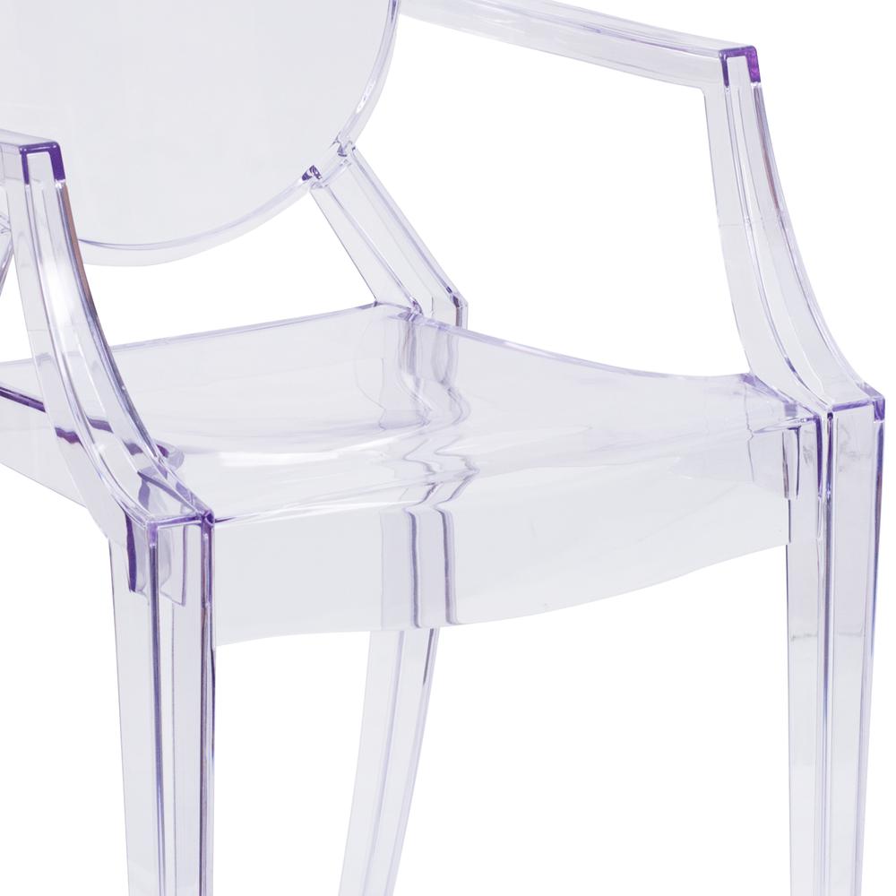 Oval Back Ghost Chair with Arms in Transparent Crystal. Picture 7