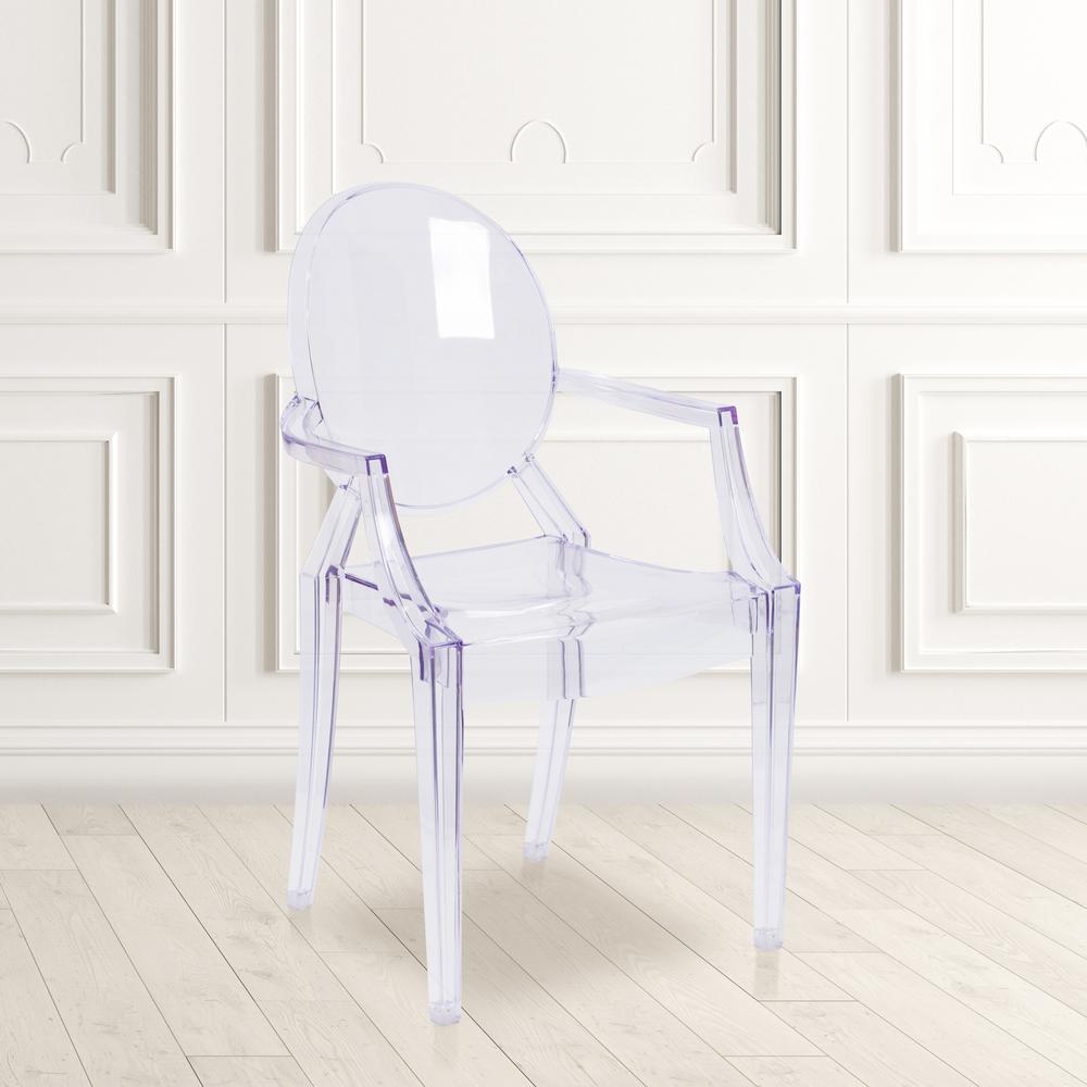 Oval Back Ghost Chair with Arms in Transparent Crystal. Picture 9