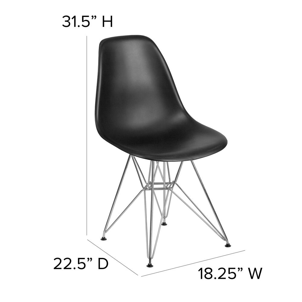 Black Plastic Chair with Chrome Base. Picture 2