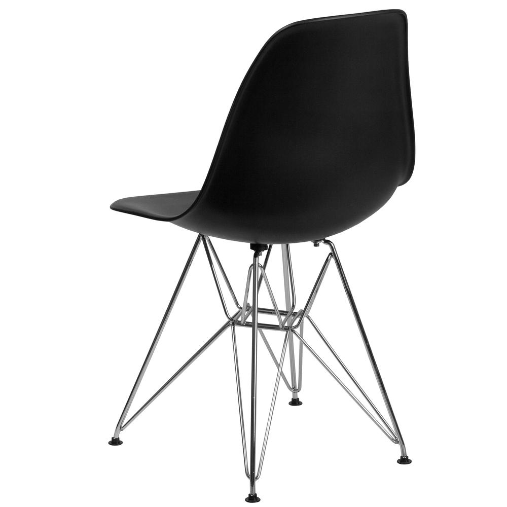 Black Plastic Chair with Chrome Base. Picture 4