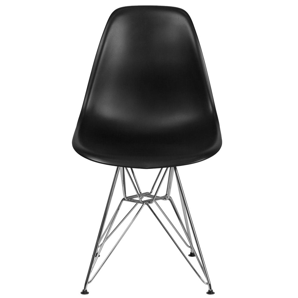 Black Plastic Chair with Chrome Base. Picture 5