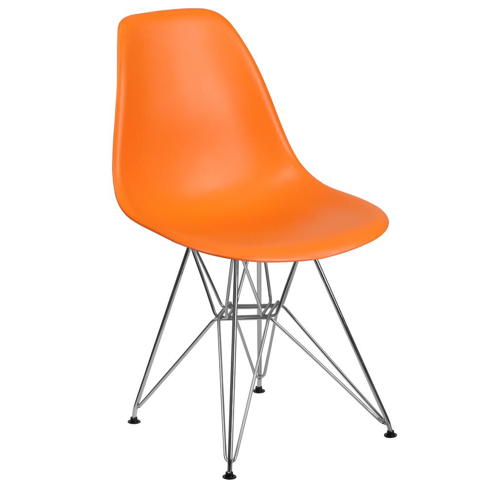 Orange Plastic Chair with Chrome Base. The main picture.