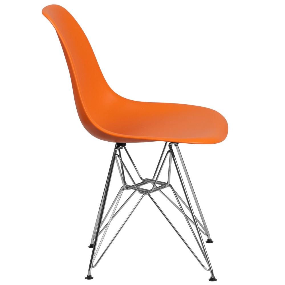 Orange Plastic Chair with Chrome Base. Picture 2