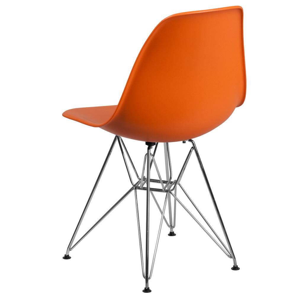 Orange Plastic Chair with Chrome Base. Picture 3