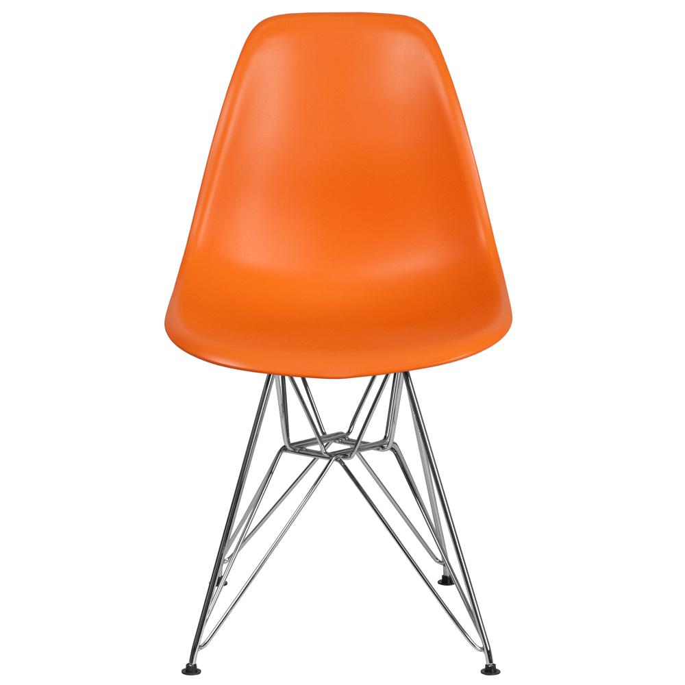 Orange Plastic Chair with Chrome Base. Picture 4
