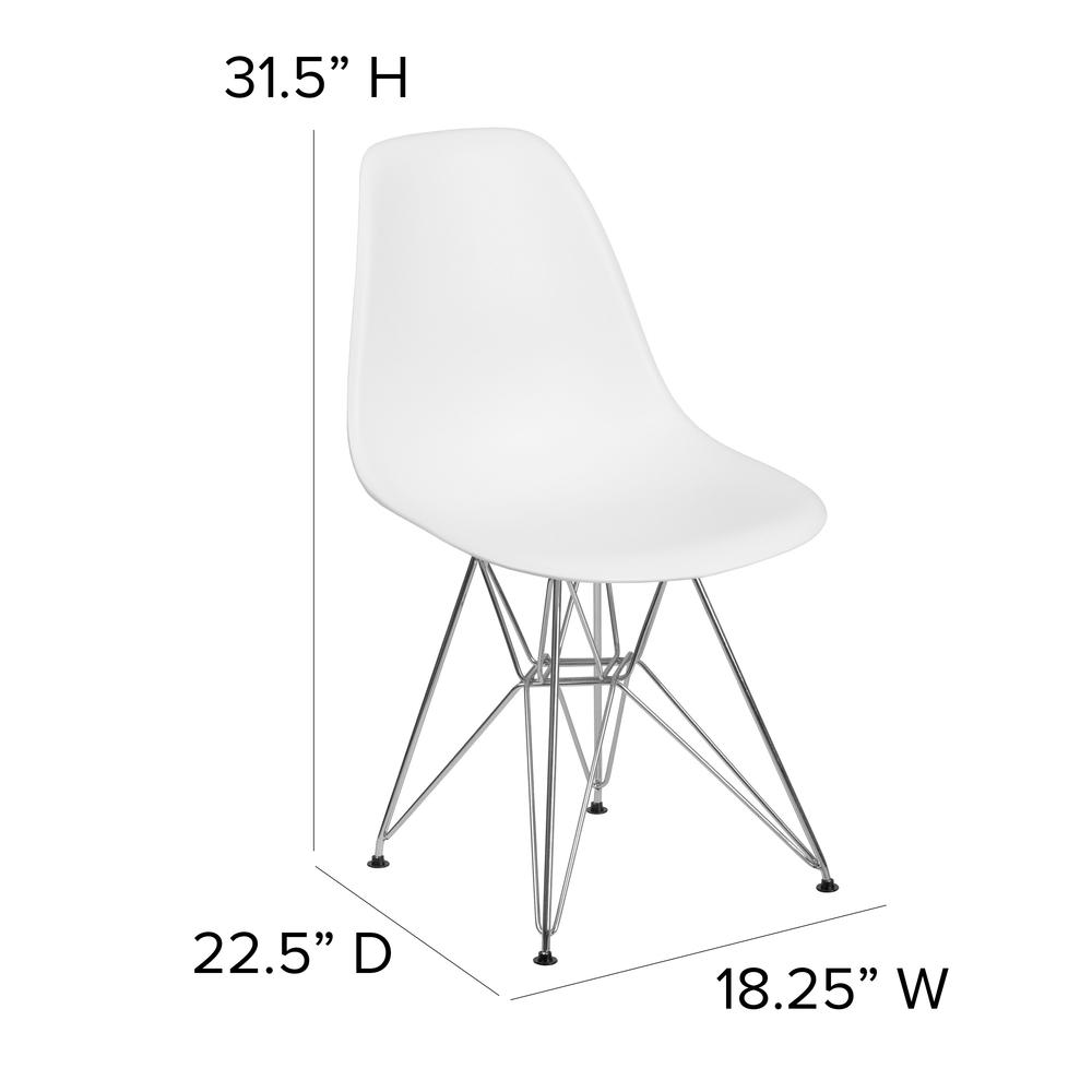 White Plastic Chair with Chrome Base. Picture 2