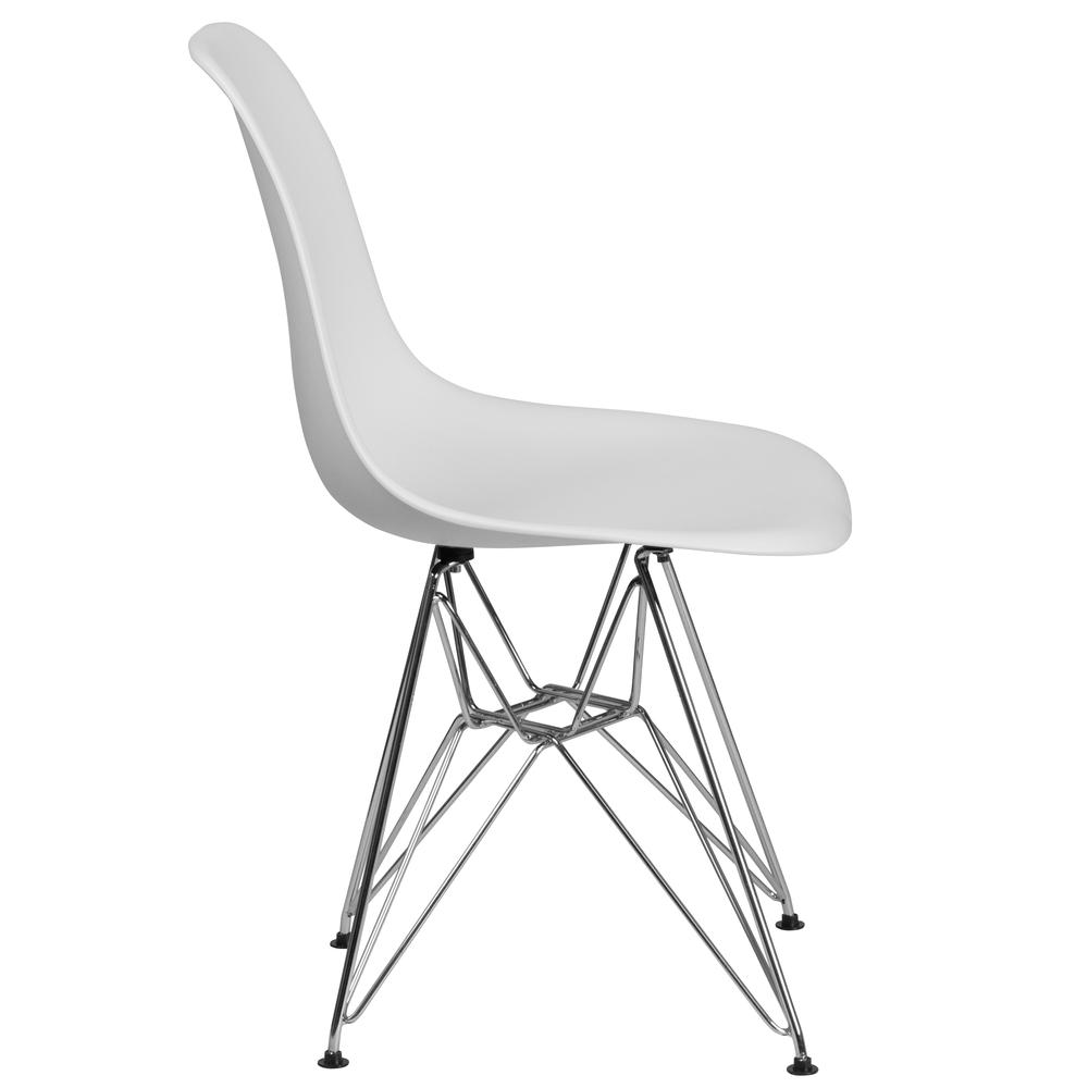 White Plastic Chair with Chrome Base. Picture 3