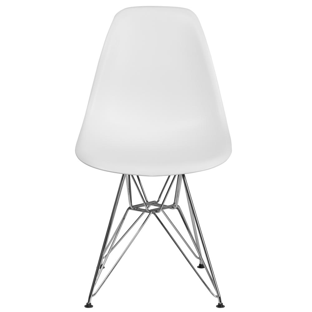 White Plastic Chair with Chrome Base. Picture 5