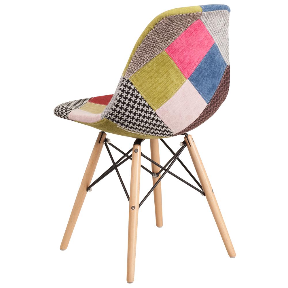 Milan Patchwork Fabric Chair with Wooden Legs. Picture 4