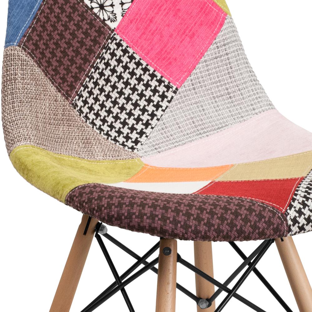 Milan Patchwork Fabric Chair with Wooden Legs. Picture 6