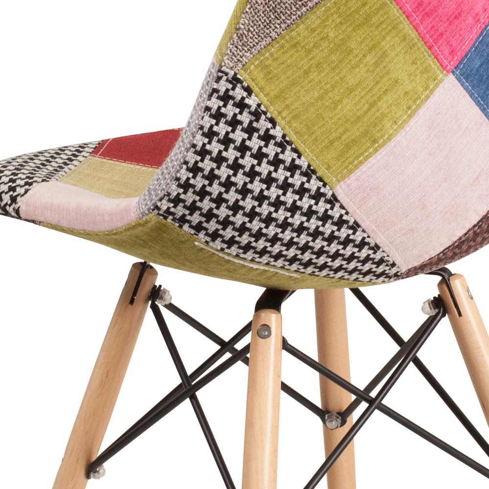 Milan Patchwork Fabric Chair with Wooden Legs. Picture 7
