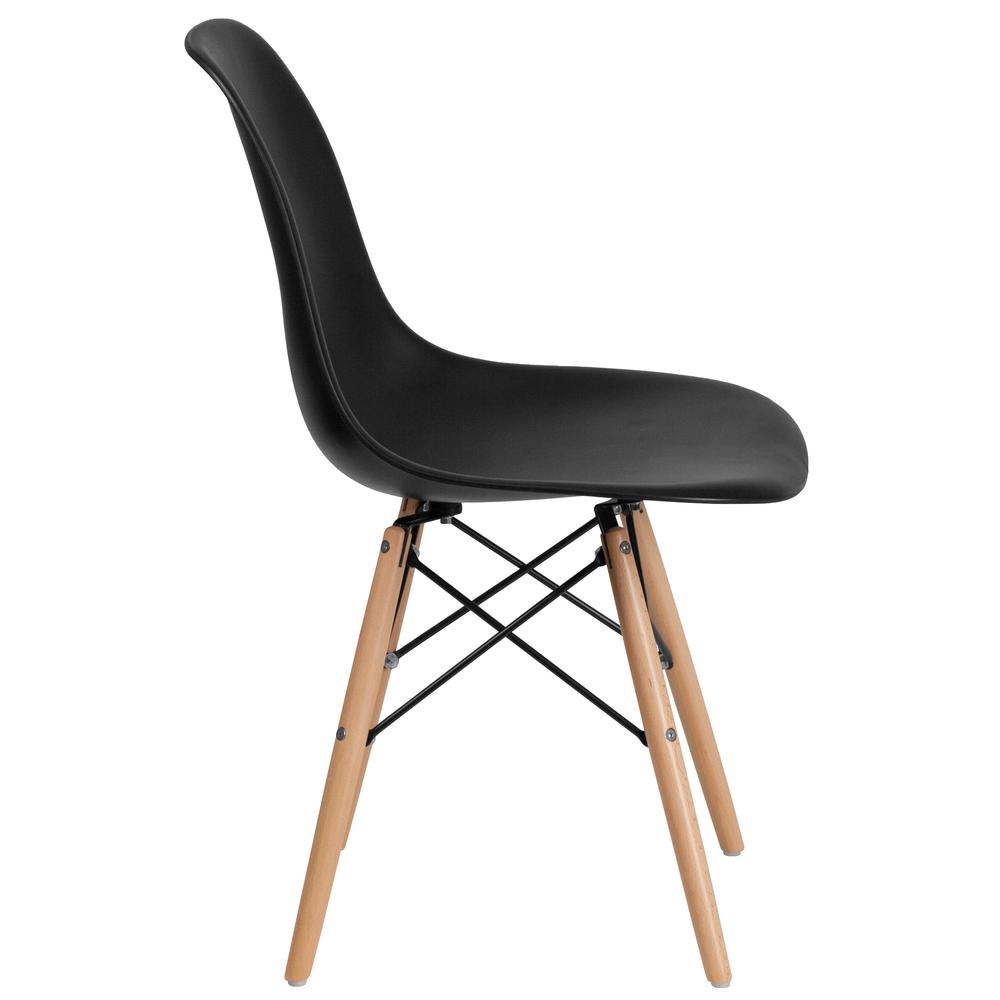 Black Plastic Chair with Wooden Legs. Picture 3
