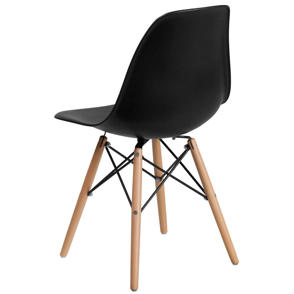 Black Plastic Chair with Wooden Legs. Picture 4