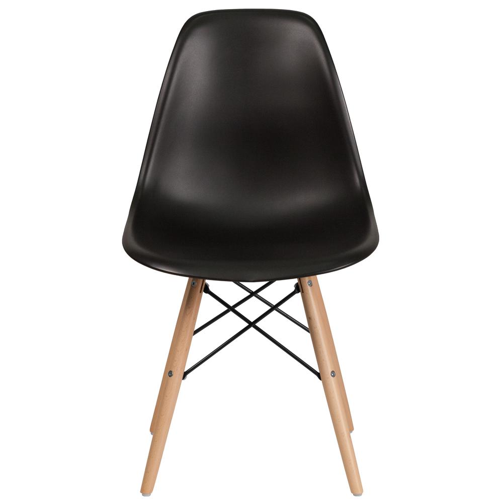 Black Plastic Chair with Wooden Legs. Picture 5