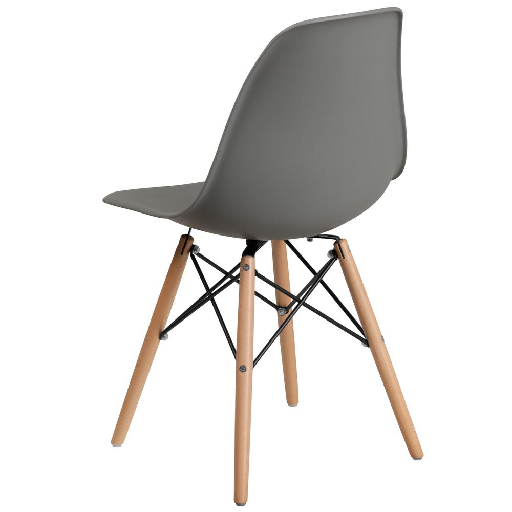 Moss Gray Plastic Chair with Wooden Legs. Picture 4