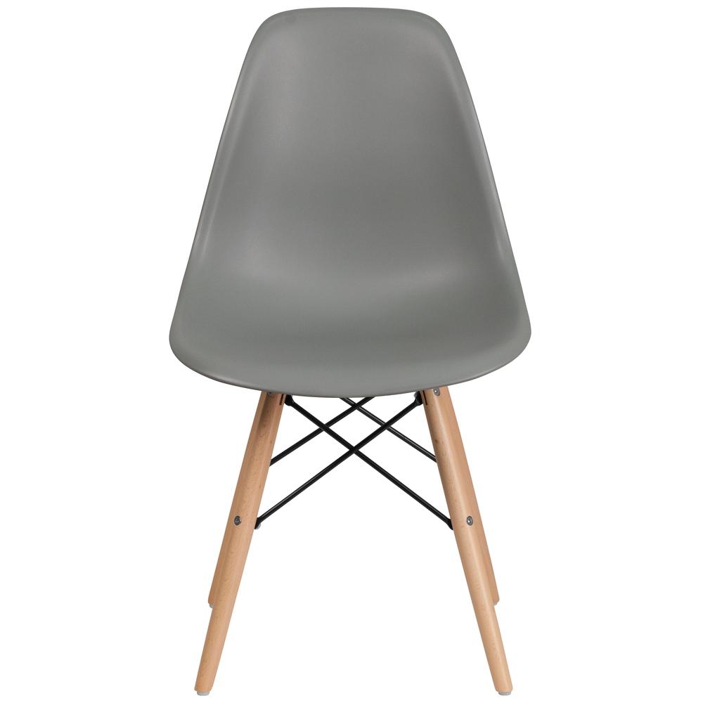 Moss Gray Plastic Chair with Wooden Legs. Picture 5