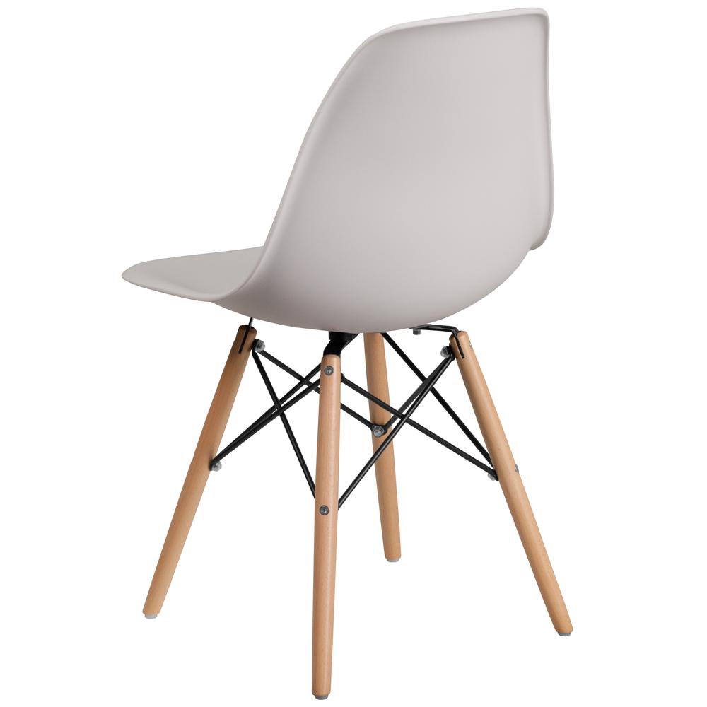White Plastic Chair with Wooden Legs. Picture 4