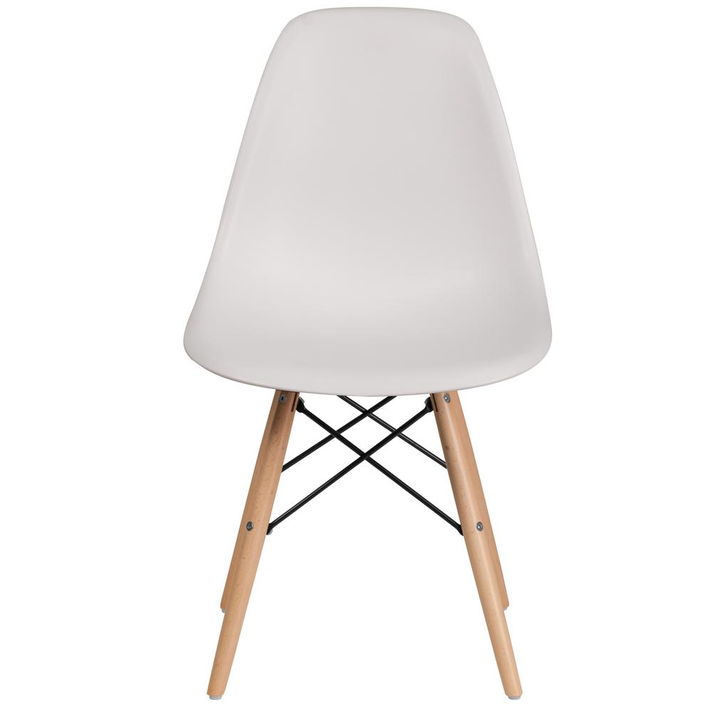 White Plastic Chair with Wooden Legs. Picture 5
