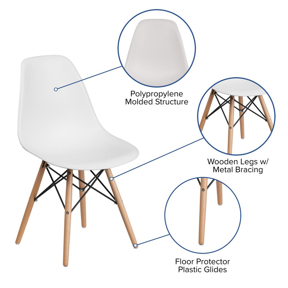 White Plastic Chair with Wooden Legs. Picture 6