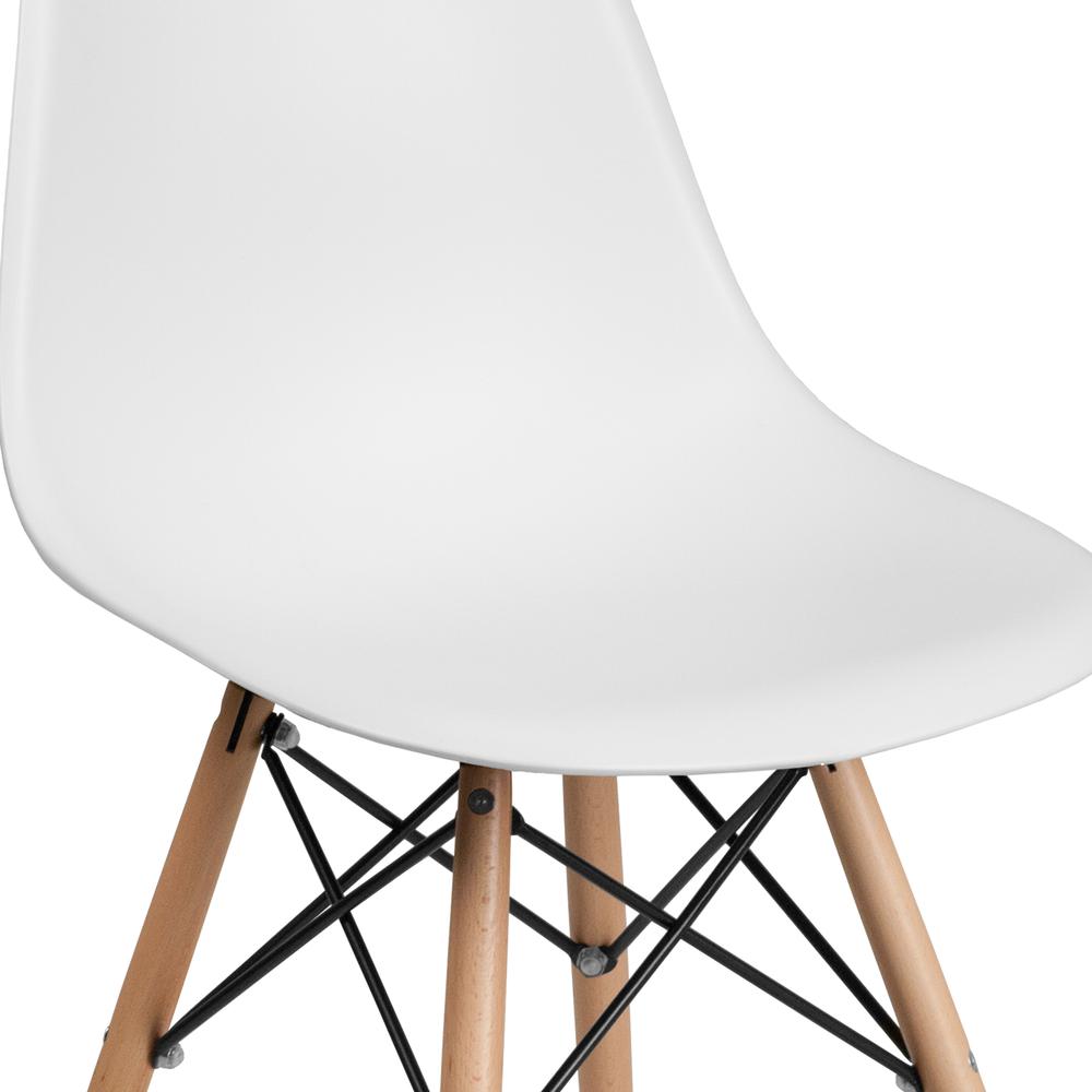 White Plastic Chair with Wooden Legs. Picture 7