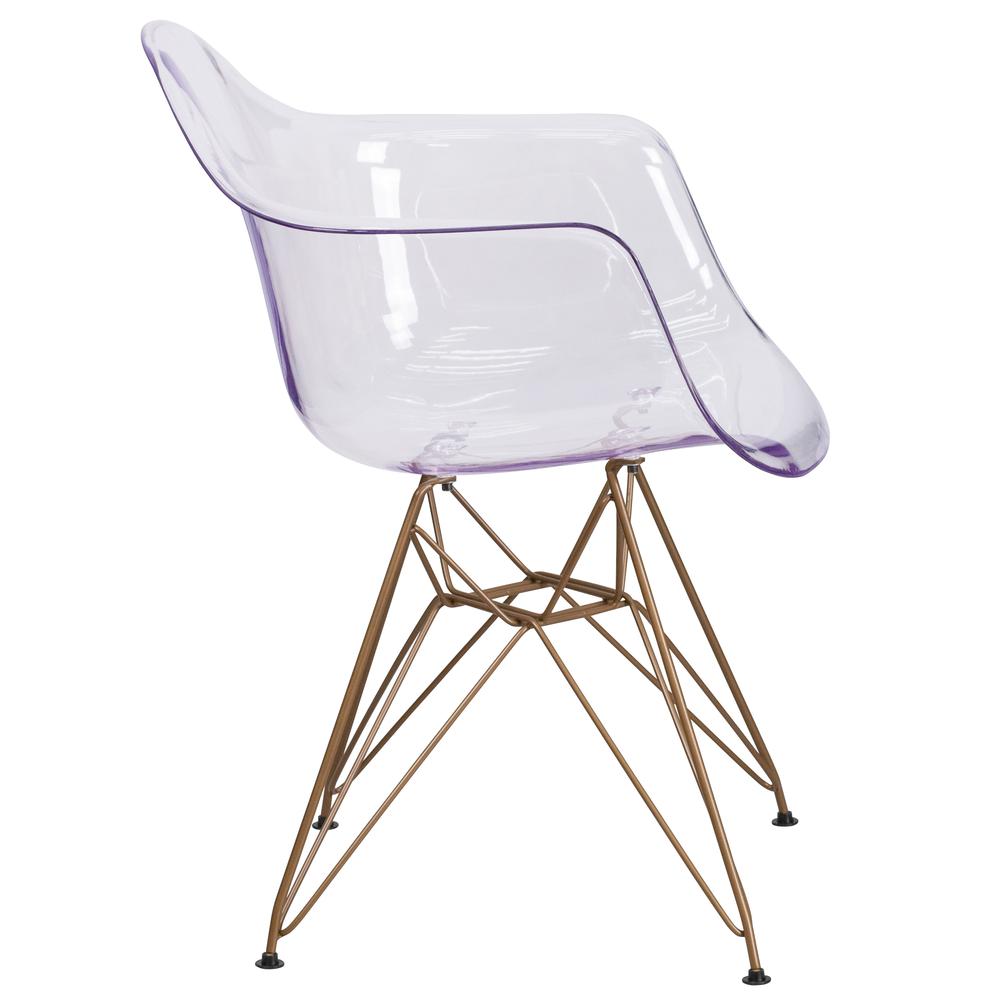 Transparent Side Chair with Gold Base. Picture 2