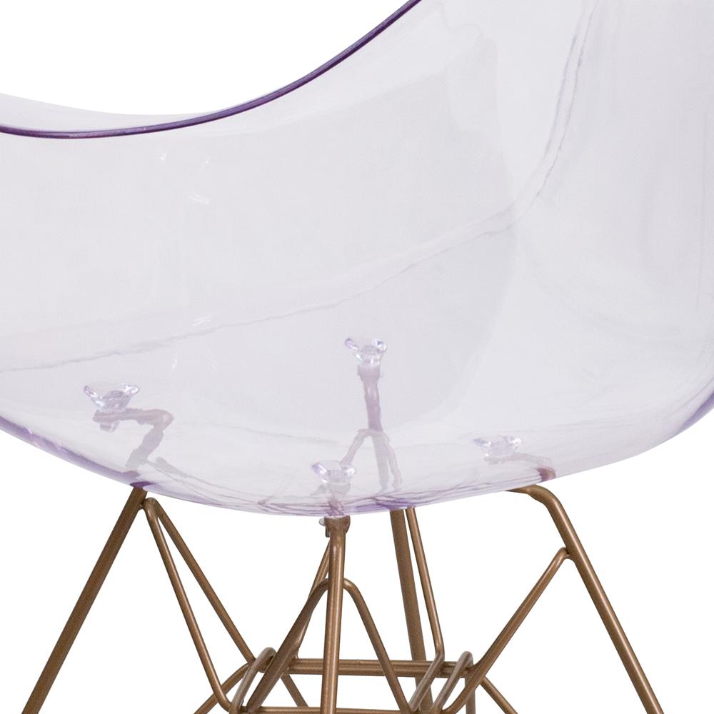 Transparent Side Chair with Arms and Gold Base. Picture 8