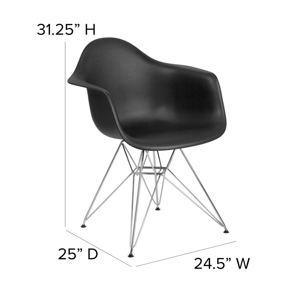 Black Plastic Chair with Arms and Chrome Base. Picture 2