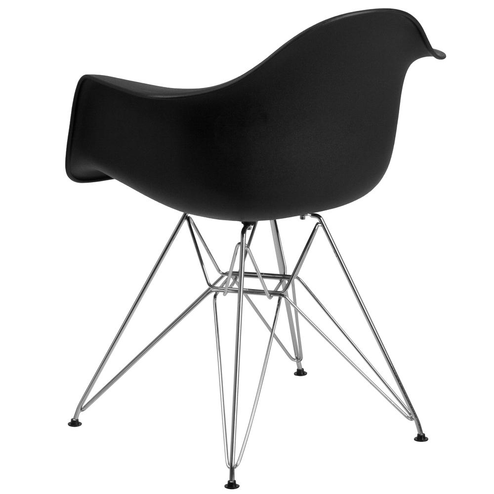 Black Plastic Chair with Arms and Chrome Base. Picture 4