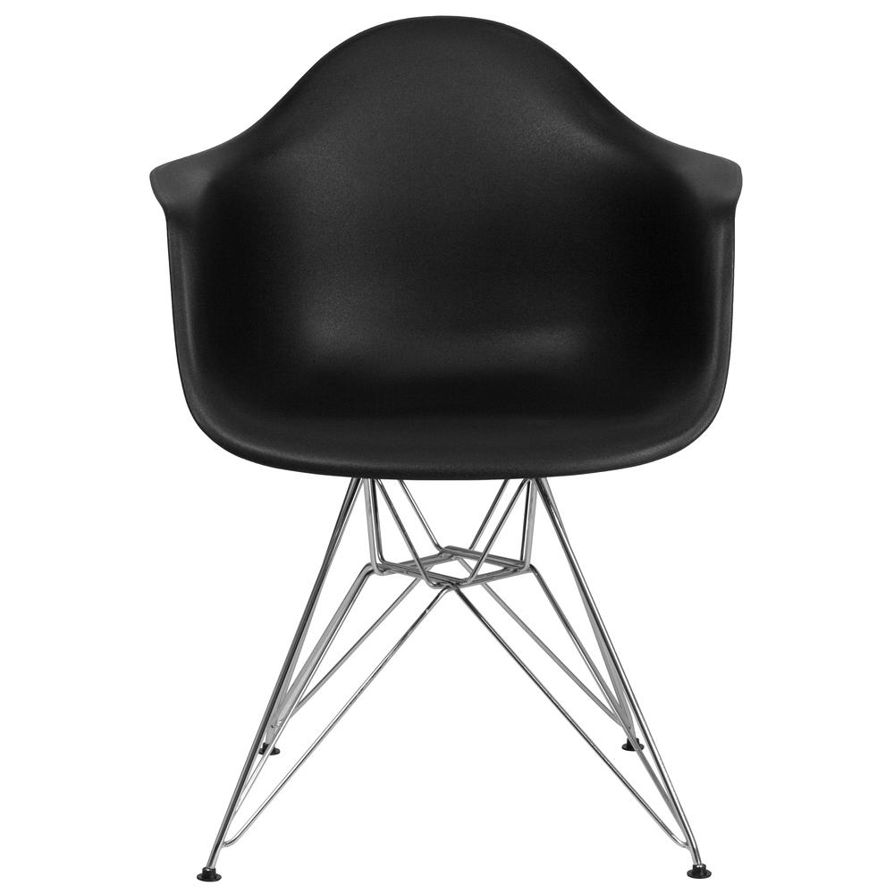 Black Plastic Chair with Arms and Chrome Base. Picture 5