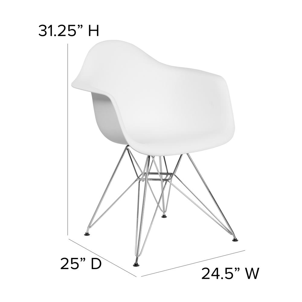 White Plastic Chair with Arms and Chrome Base. Picture 2