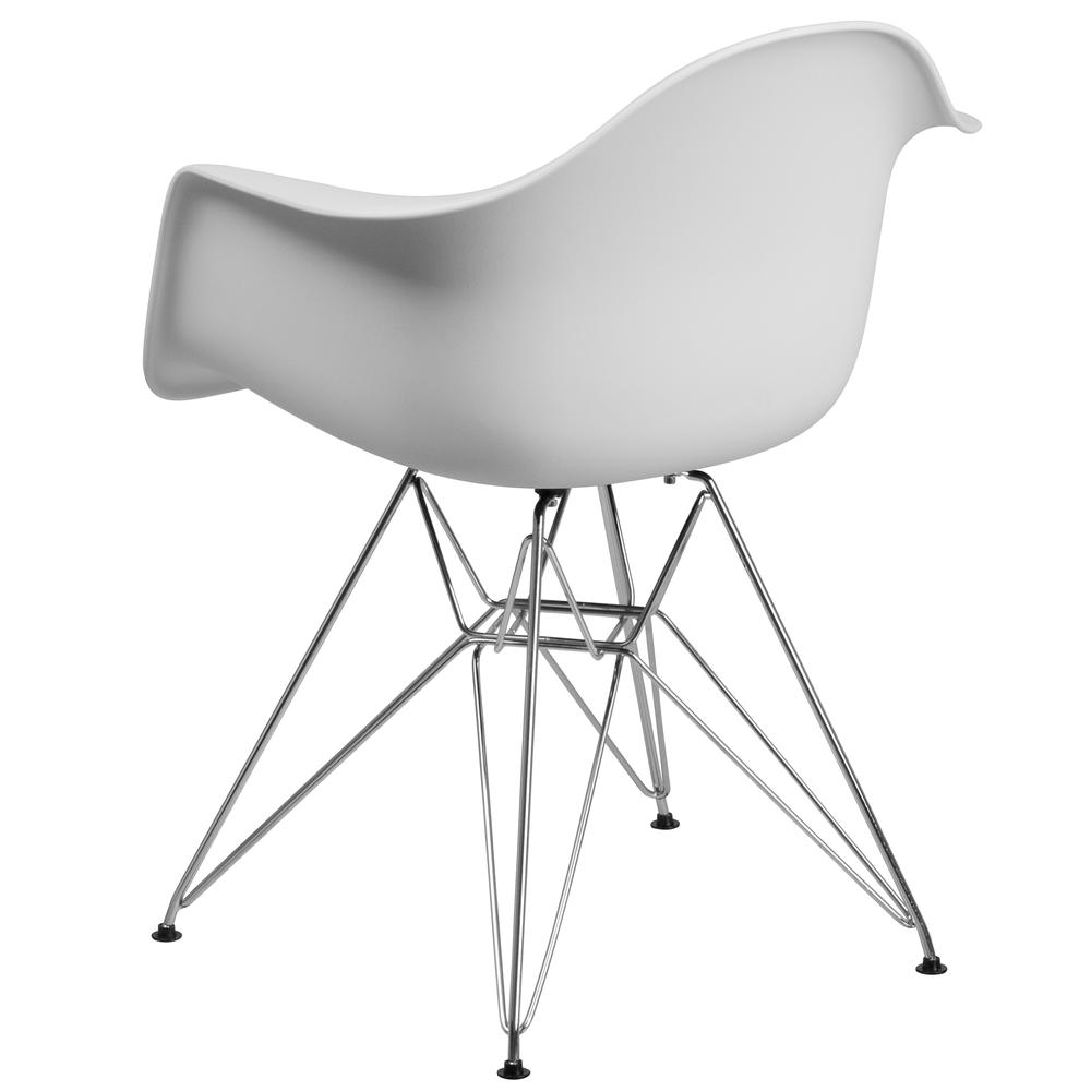 White Plastic Chair with Arms and Chrome Base. Picture 4