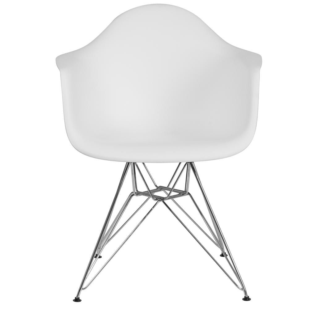 White Plastic Chair with Arms and Chrome Base. Picture 5