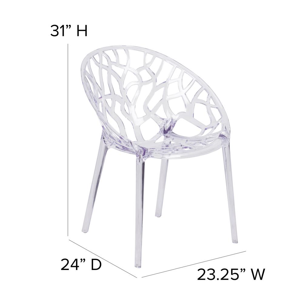 Transparent Oval Shaped Stacking Side Chair with Artistic Pattern Design. Picture 2