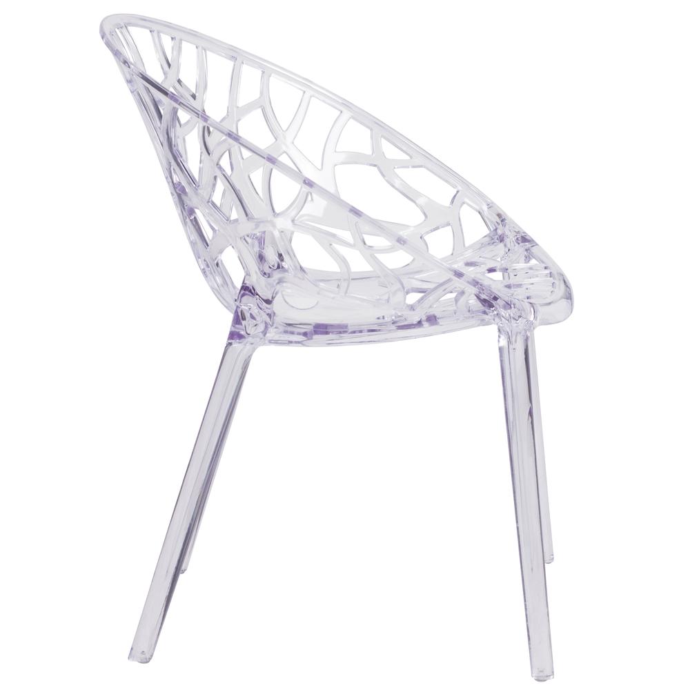 Transparent Oval Shaped Stacking Side Chair with Artistic Pattern Design. Picture 3