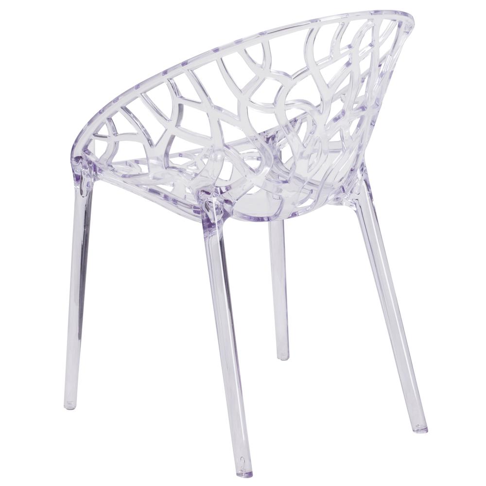 Transparent Oval Shaped Stacking Side Chair with Artistic Pattern Design. Picture 4
