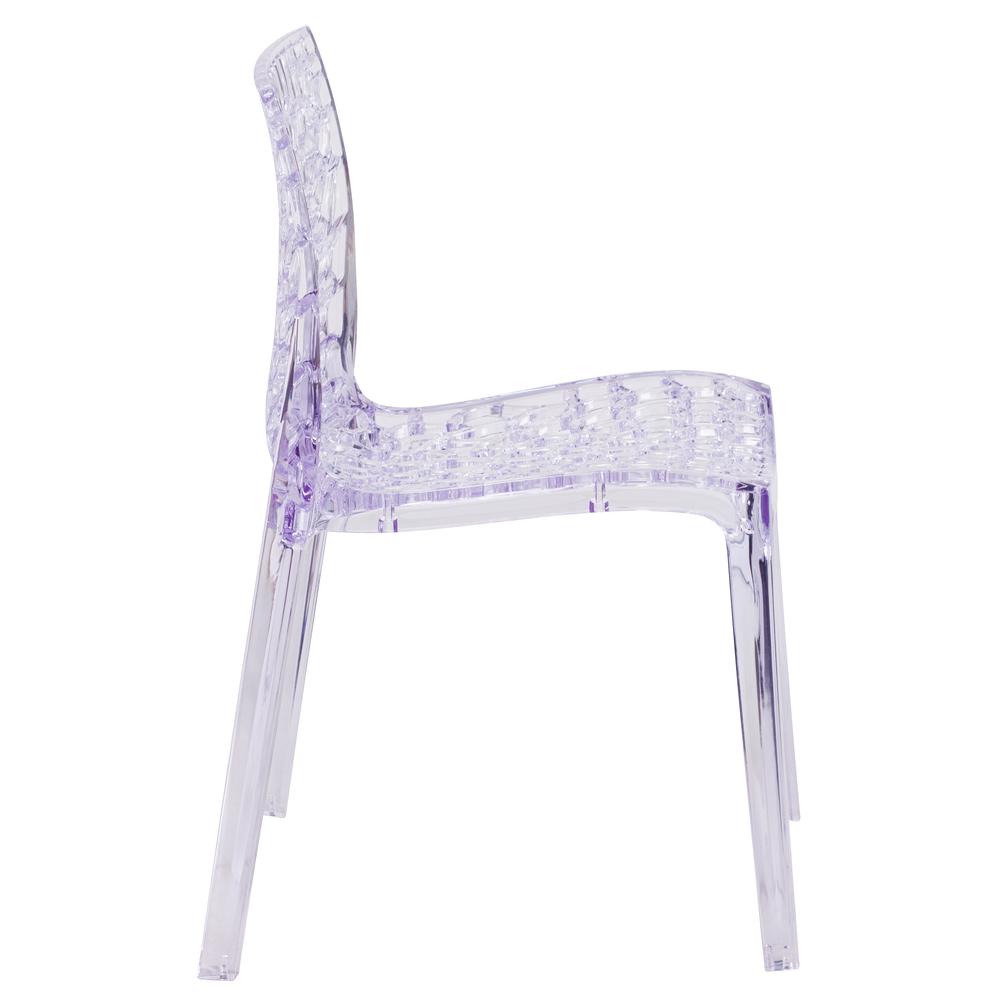 Transparent Stacking Side Chair with Artistic Pattern Design. Picture 2