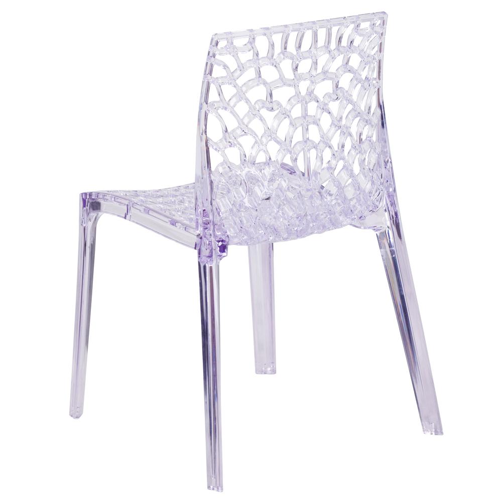 Transparent Stacking Side Chair with Artistic Pattern Design. Picture 3