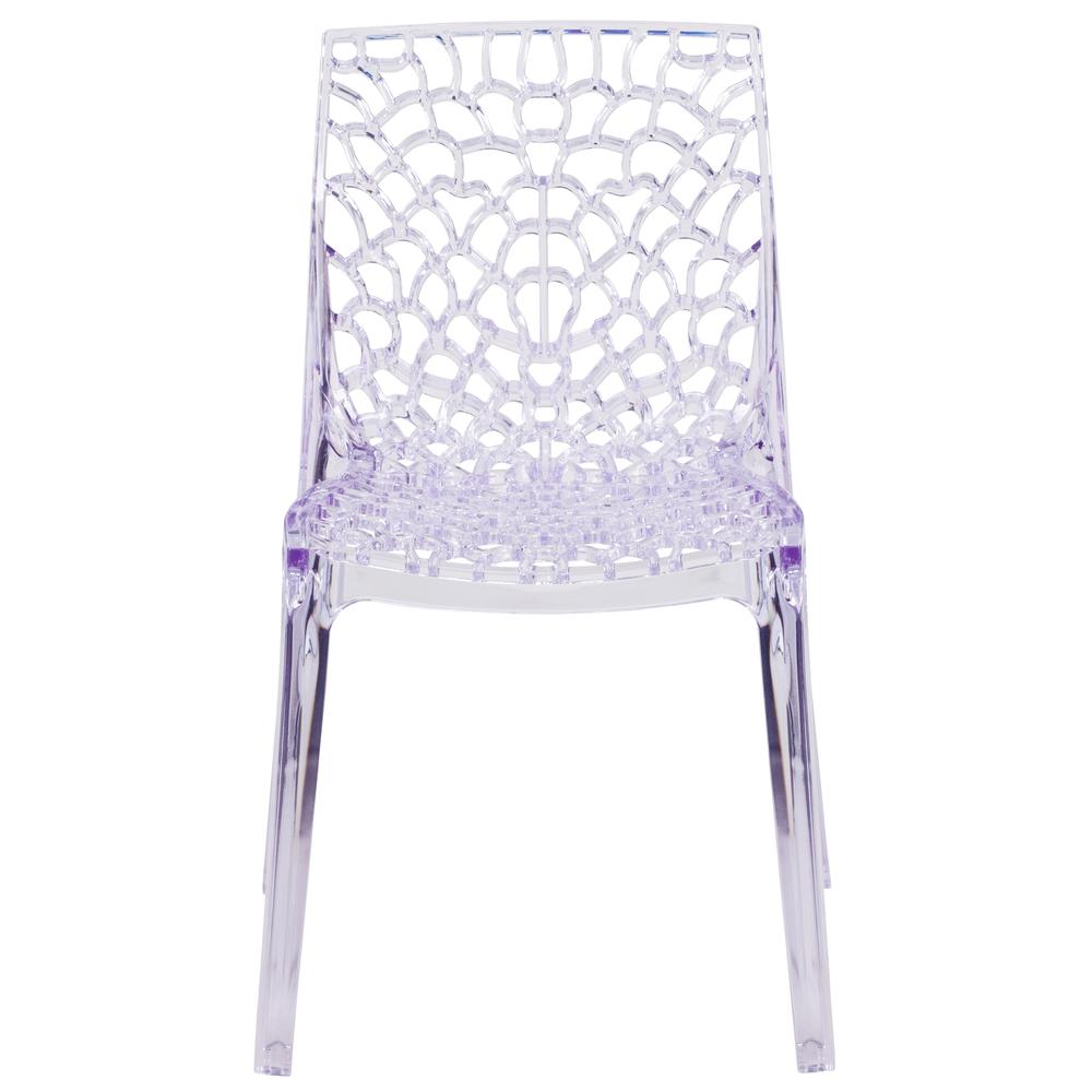 Transparent Stacking Side Chair with Artistic Pattern Design. Picture 4