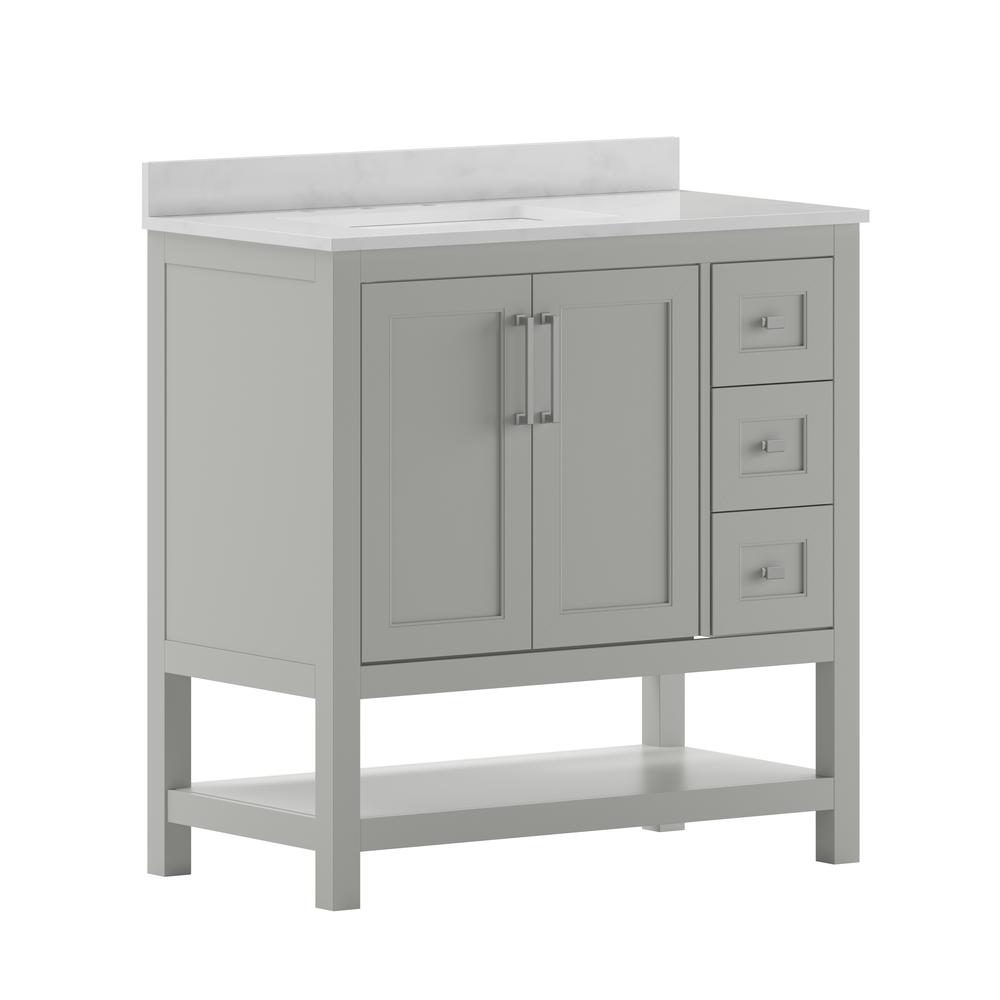 36 Inch Contemporary Bathroom Vanity with Storage Drawers and Sink Combo. Picture 3