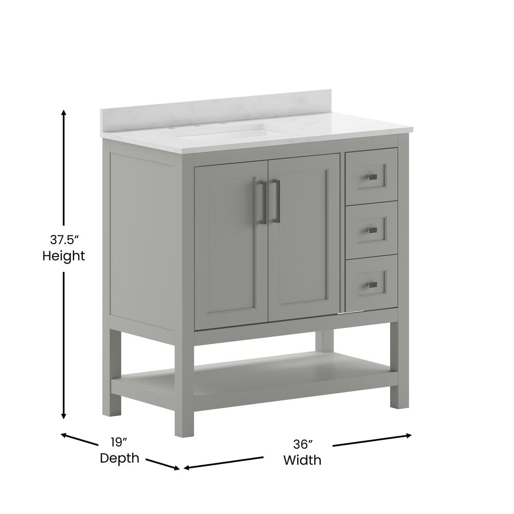 36 Inch Contemporary Bathroom Vanity with Storage Drawers and Sink Combo. Picture 6