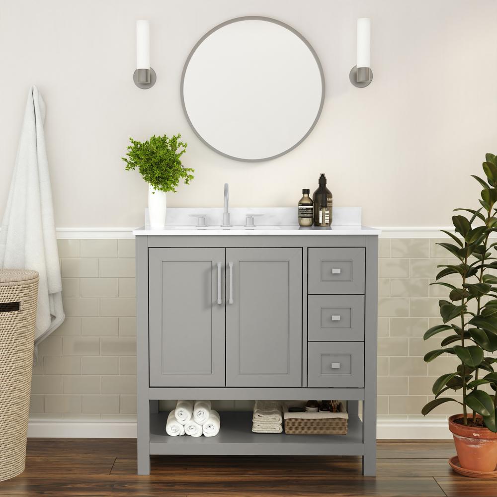 36 Inch Contemporary Bathroom Vanity with Storage Drawers and Sink Combo. Picture 9