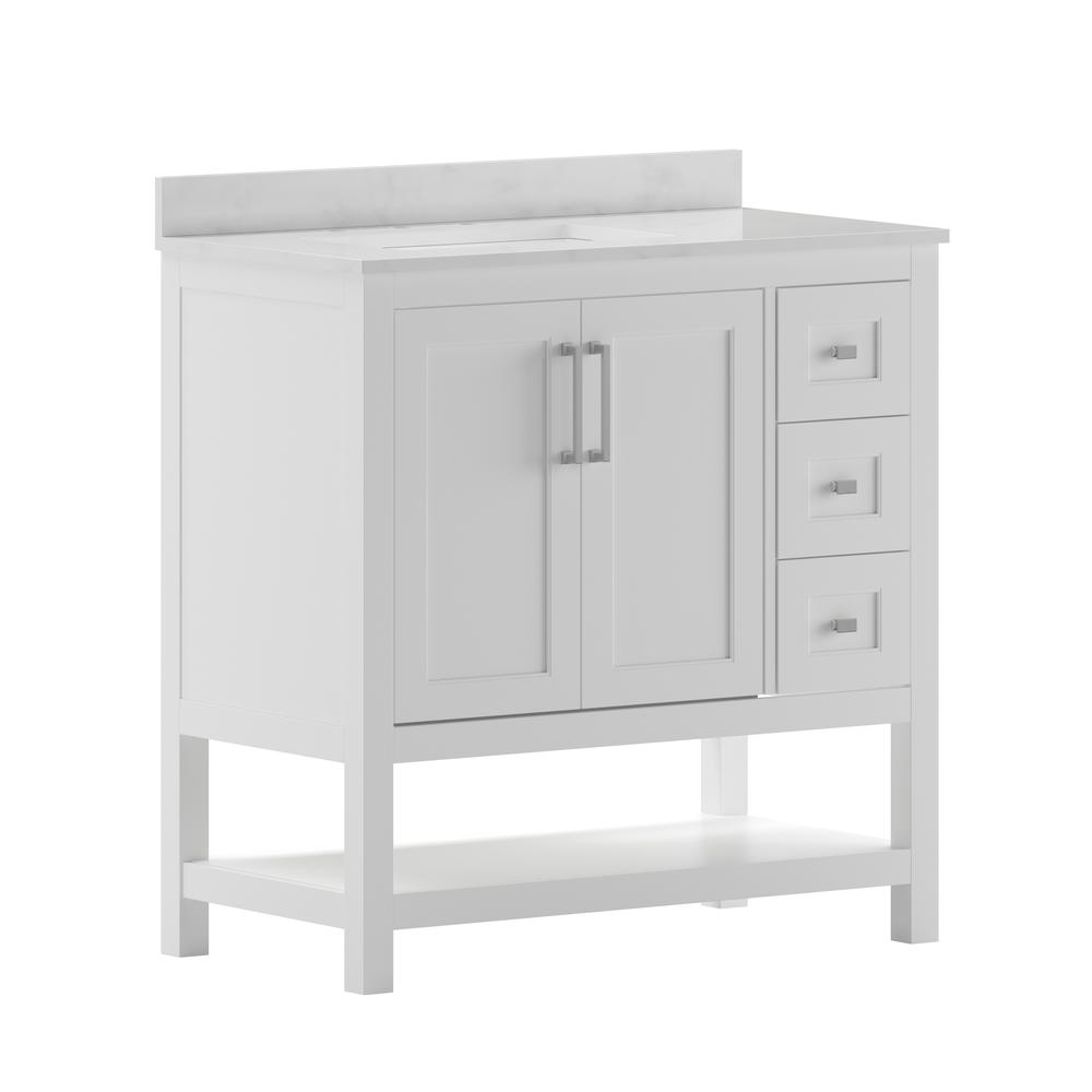 36 Inch Contemporary Bathroom Vanity with Storage Drawers and Sink Combo. Picture 3