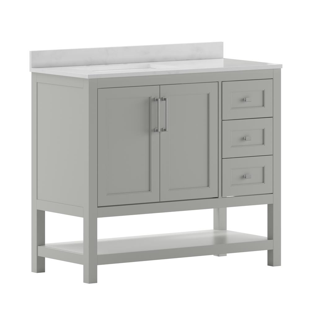 42 Inch Contemporary Bathroom Vanity with Storage Drawers and Sink Combo. Picture 3