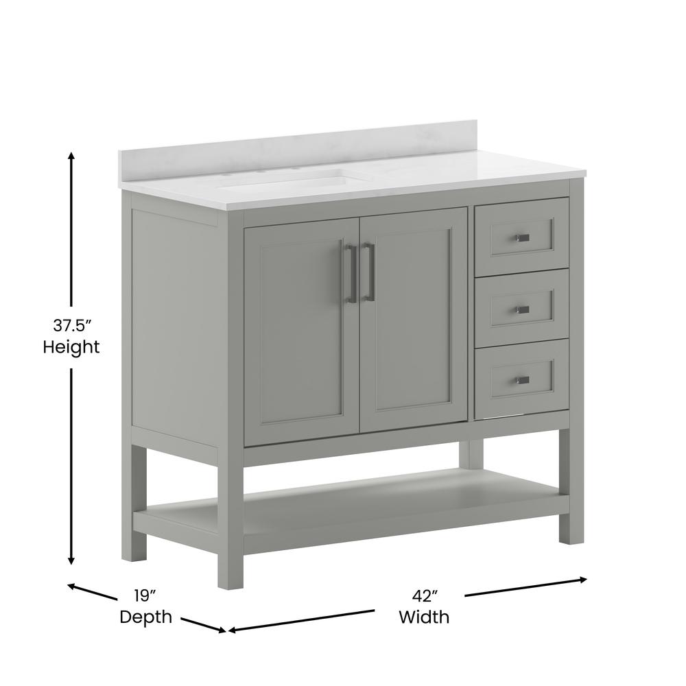 42 Inch Contemporary Bathroom Vanity with Storage Drawers and Sink Combo. Picture 6